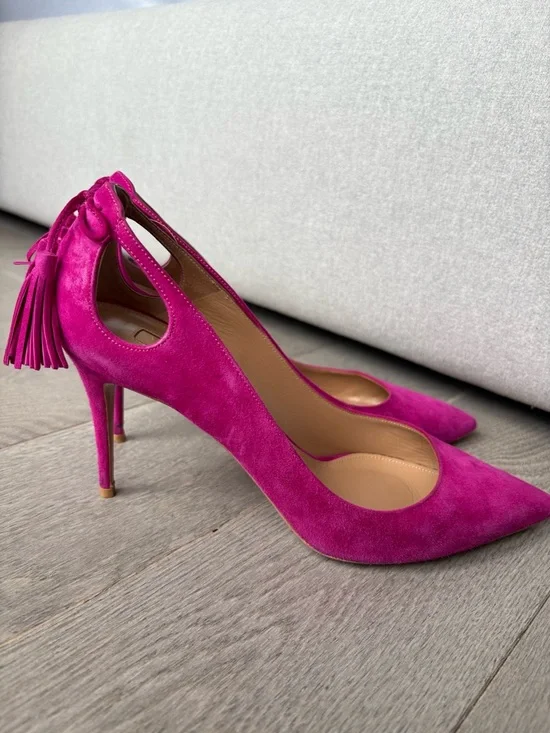 Aquazzura Fuchsia Suede Heels - Picture 2 of 4